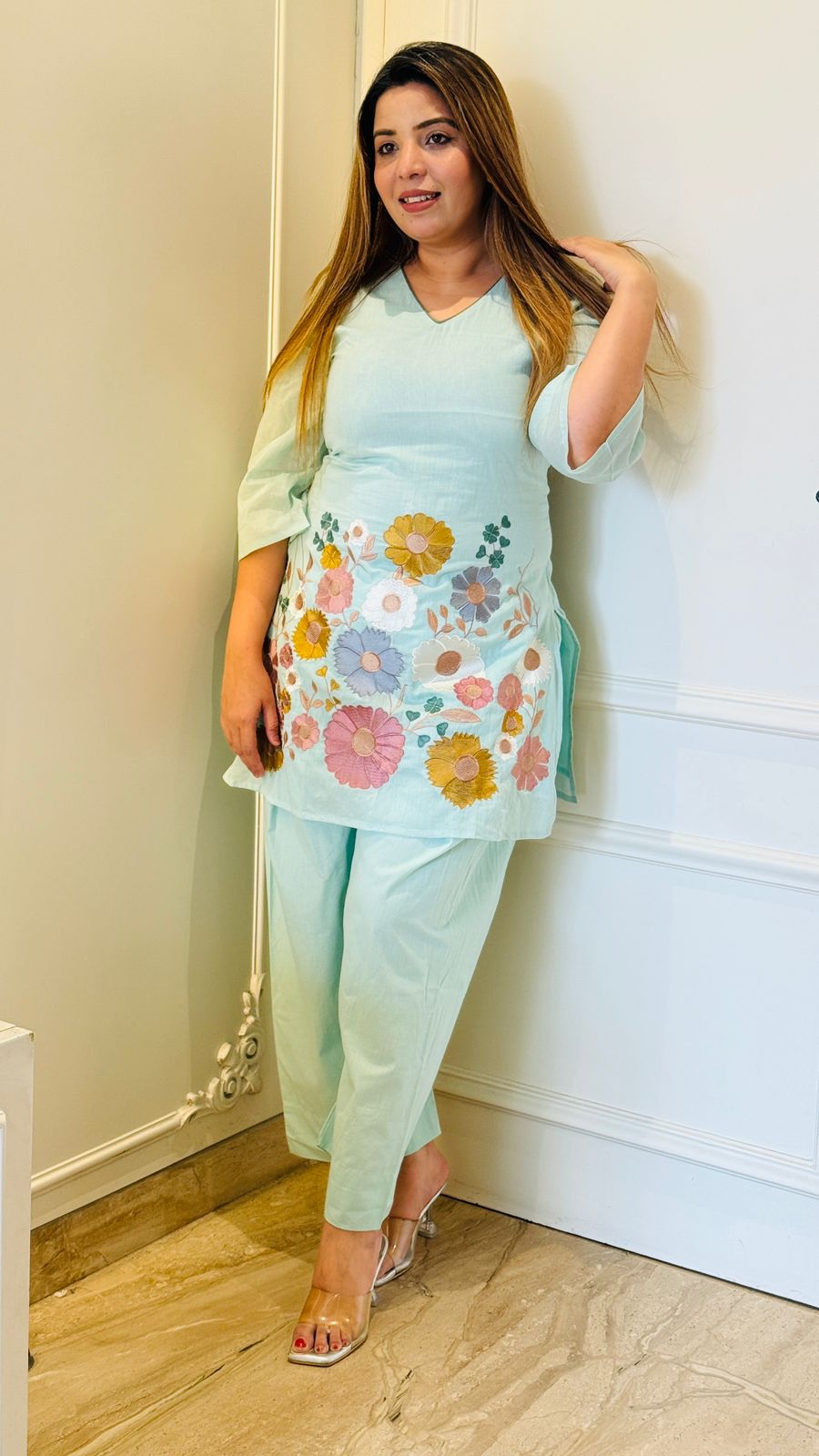 Inaya Farshi Salwar- Blue, Pink